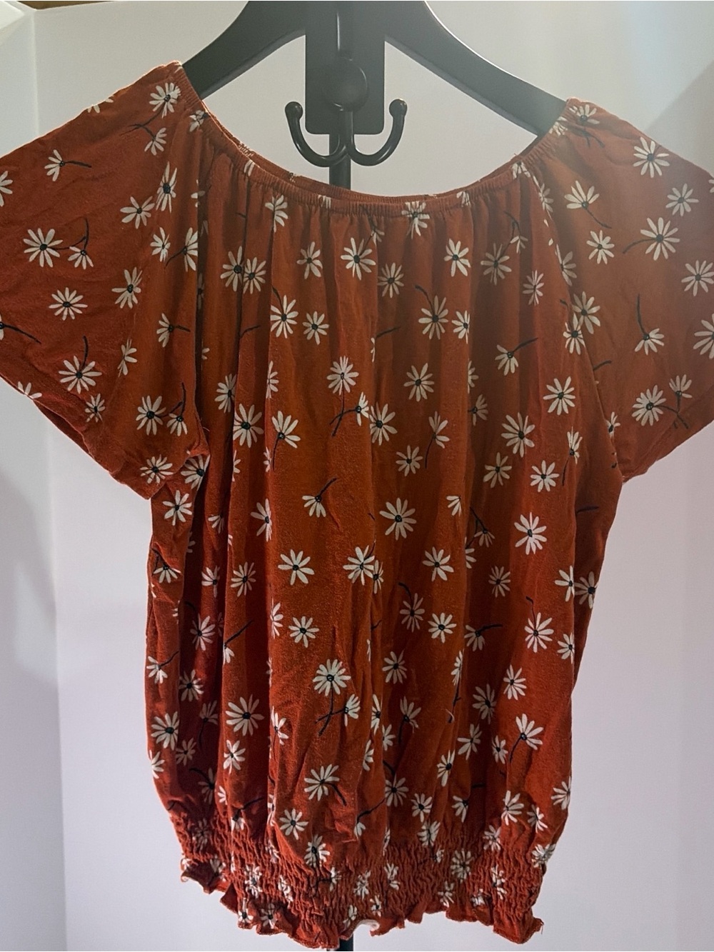 Nomad Rust Daisy-Print Off-Shoulder Tunic